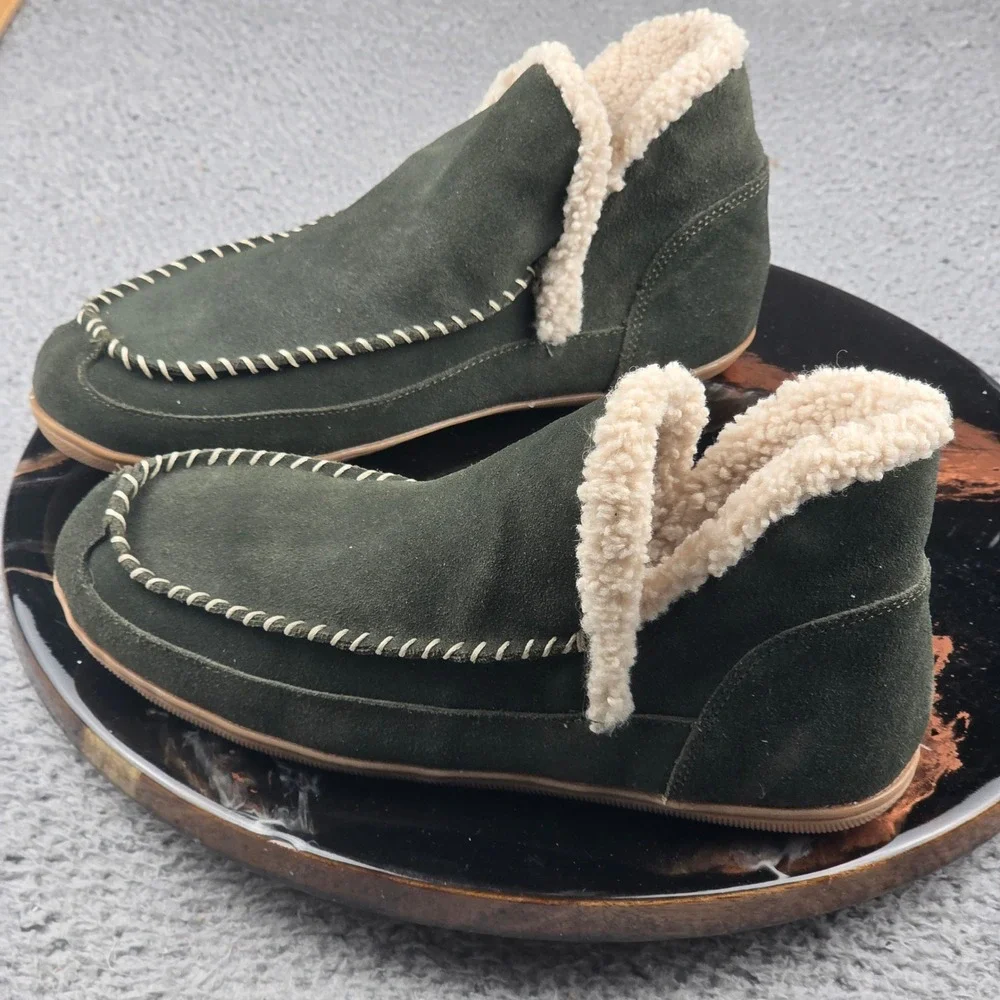 Blondo Waterproof Suede Ankle Boots Women 9M Olive Green Sherpa‎ Lined